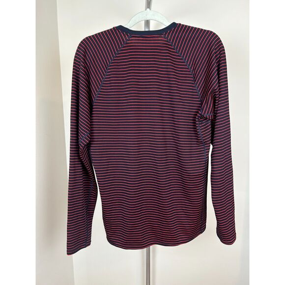 Patagonia Capilene Baselayer Shirt Striped M Lightweight Long Red Navy Outdoor - Picture 5 of 7